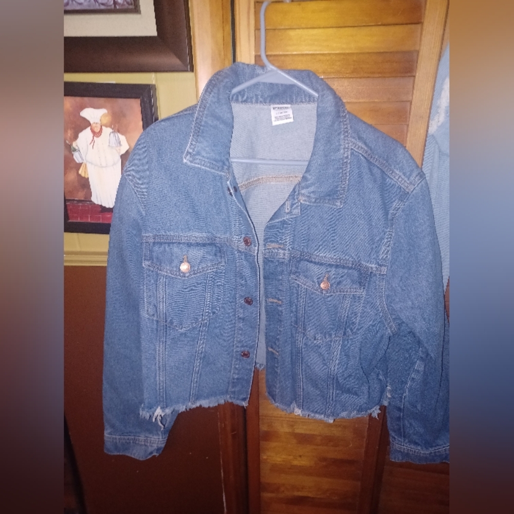 Nwot PINK Victoria's Secret Distressed Blue Jean Jacket Size L